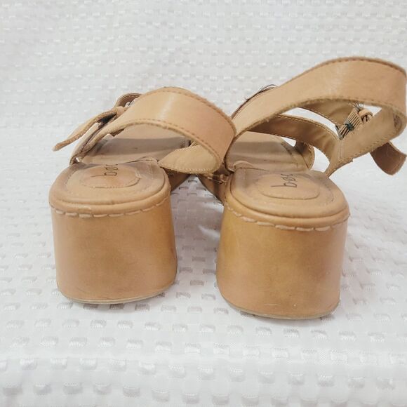 B.O.C. Born Alma Wedge Light Brown Leather Sandals with Buckle Size 8 - Picture 5 of 8